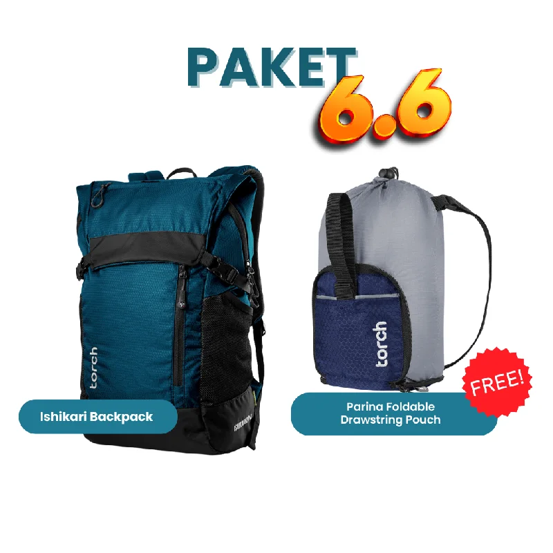 Paket 6.6 - Ishikari Backpack Gratis Parina Foldable Drawstring Pouch