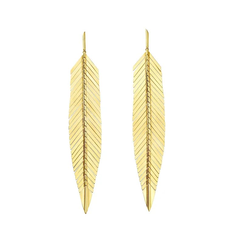 Large Feather Drop Earrings