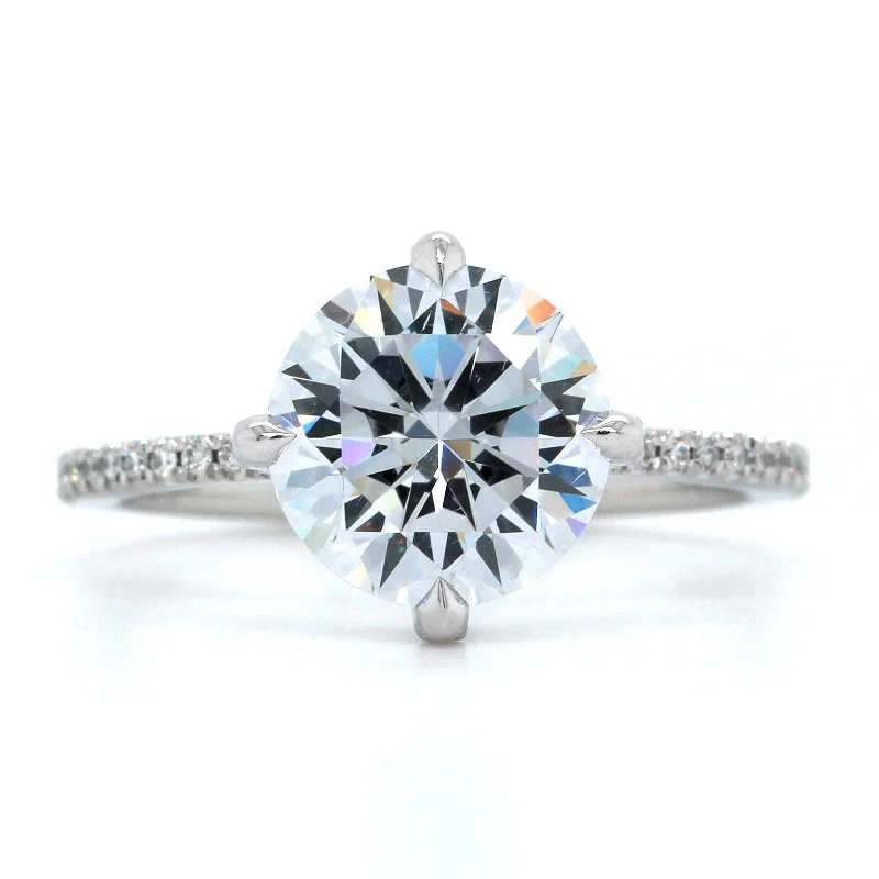 Platinum Compass Prong Diamond Engagement Ring Setting