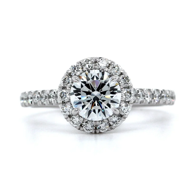 Platinum Diamond Round Halo Engagement Ring Setting