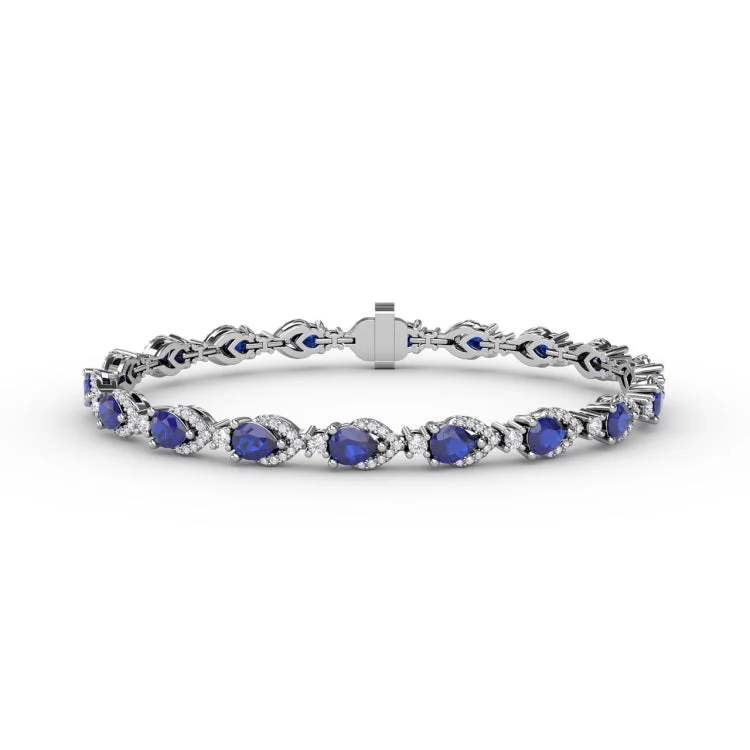 Pear-Shaped Sapphire and Diamond Bracelet