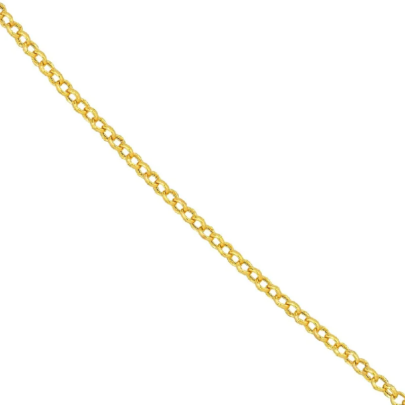 14k Yellow Gold Hollow 1.8mm Rolo Chain Round Cable Link Necklace with Lobster Claw Clasp